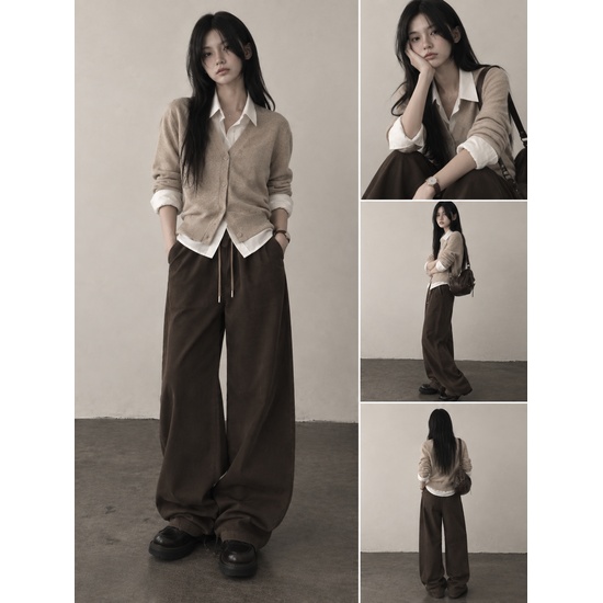 오프데이 로우 와이드 스트링 팬츠